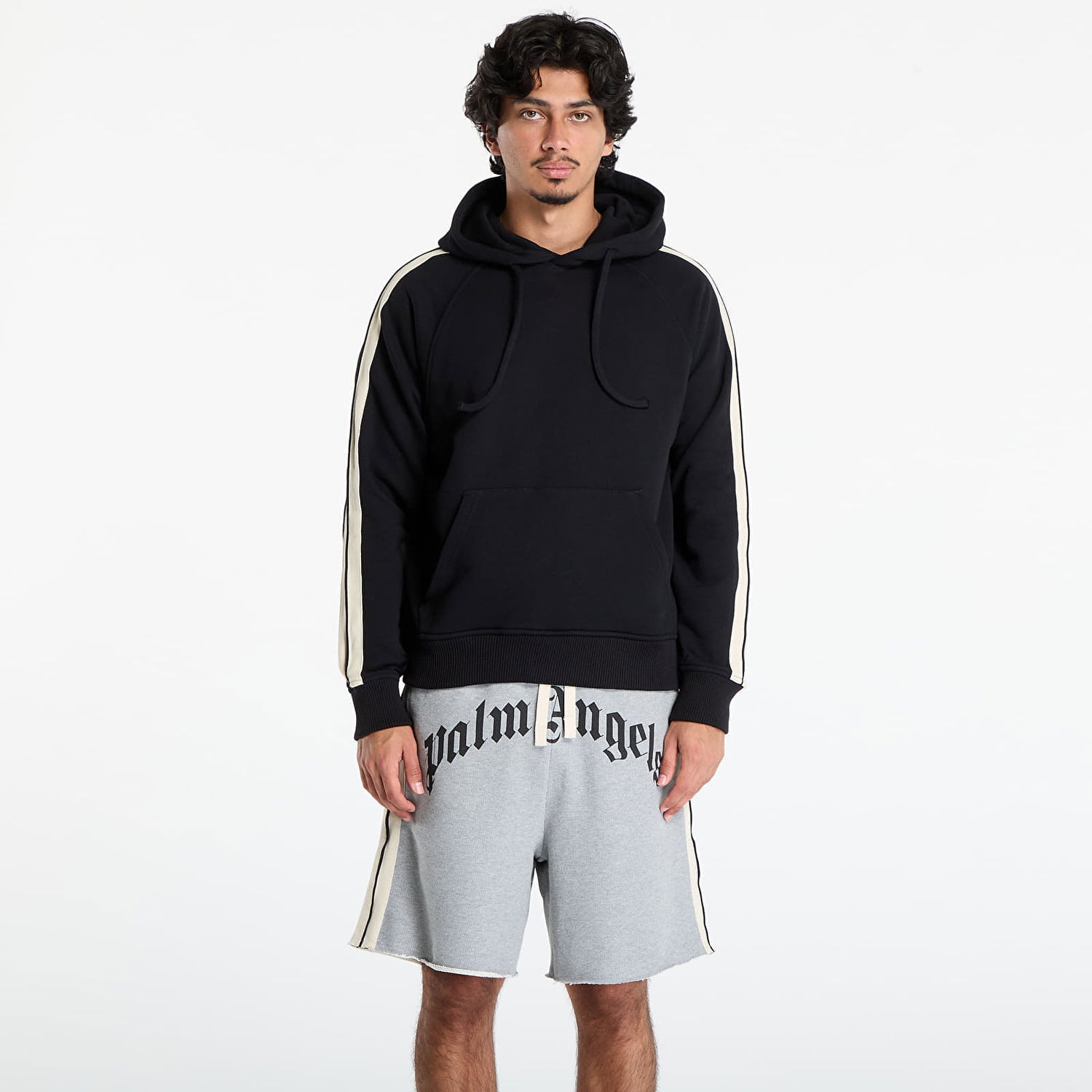 Sweatshirt Palm Angels Palm Angels Curved Logo Track Hoodie Svart | PMBB17HF25FLE0011003, 0