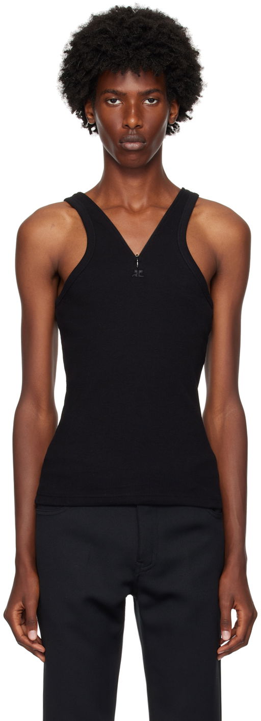Linne Courrèges Courrèges Zipped Tank Top Svart | 324JDE078JS0121