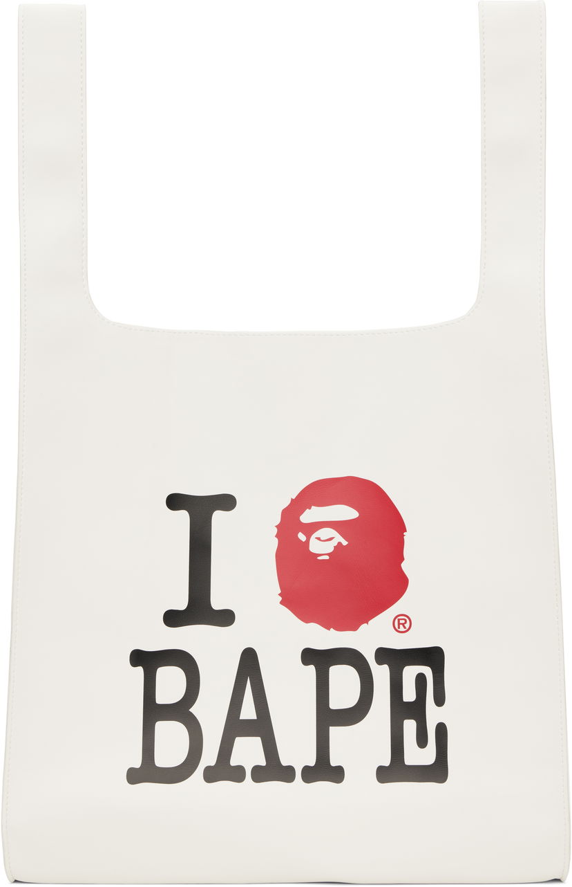 Tygpåse BAPE A Bathing Ape 'I Love BAPE' Tote Bag Vit | 001BAK802001L