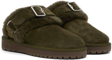 Kläder Burberry Burberry Chubby Suede & Shearling Slippers Grön | 8092549, 3