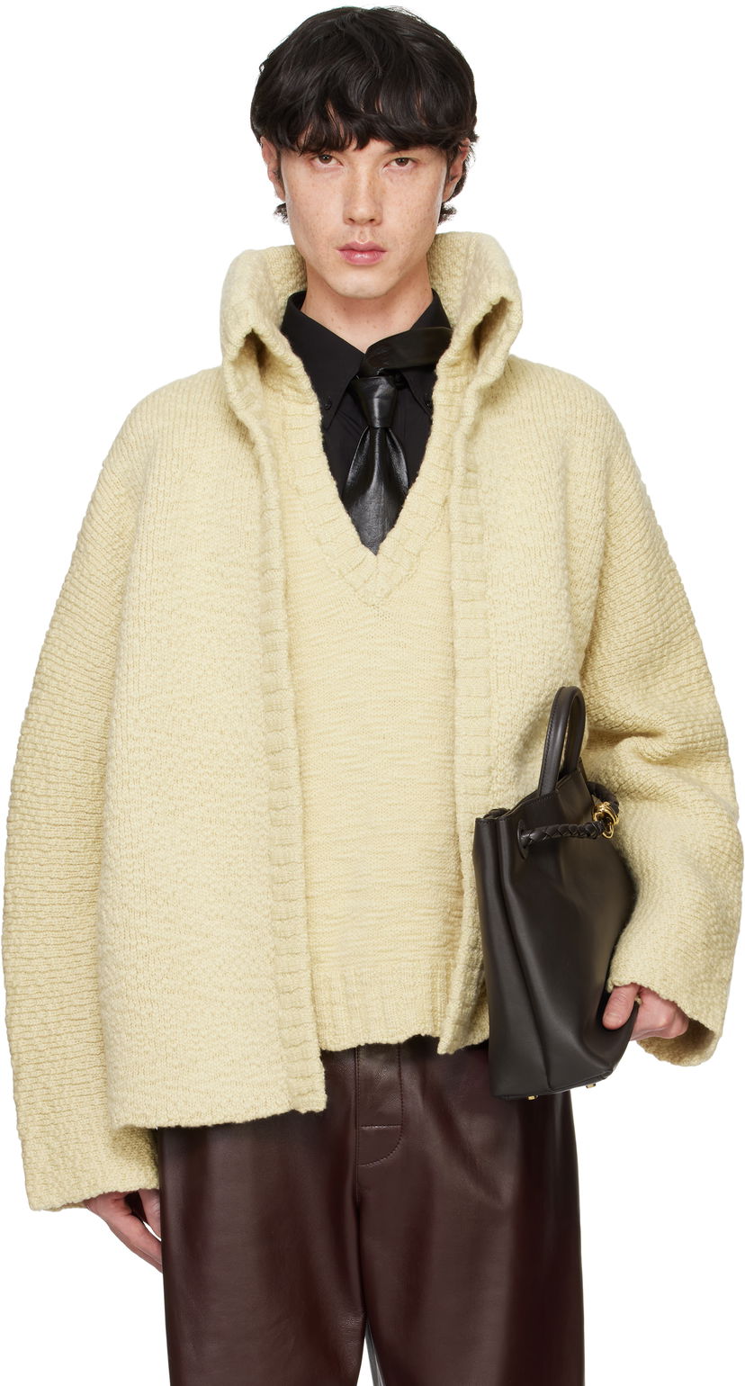 Sweater Bottega Veneta Textured Wool Double Layer Cardigan Gul | 810791 V4JY0 9577