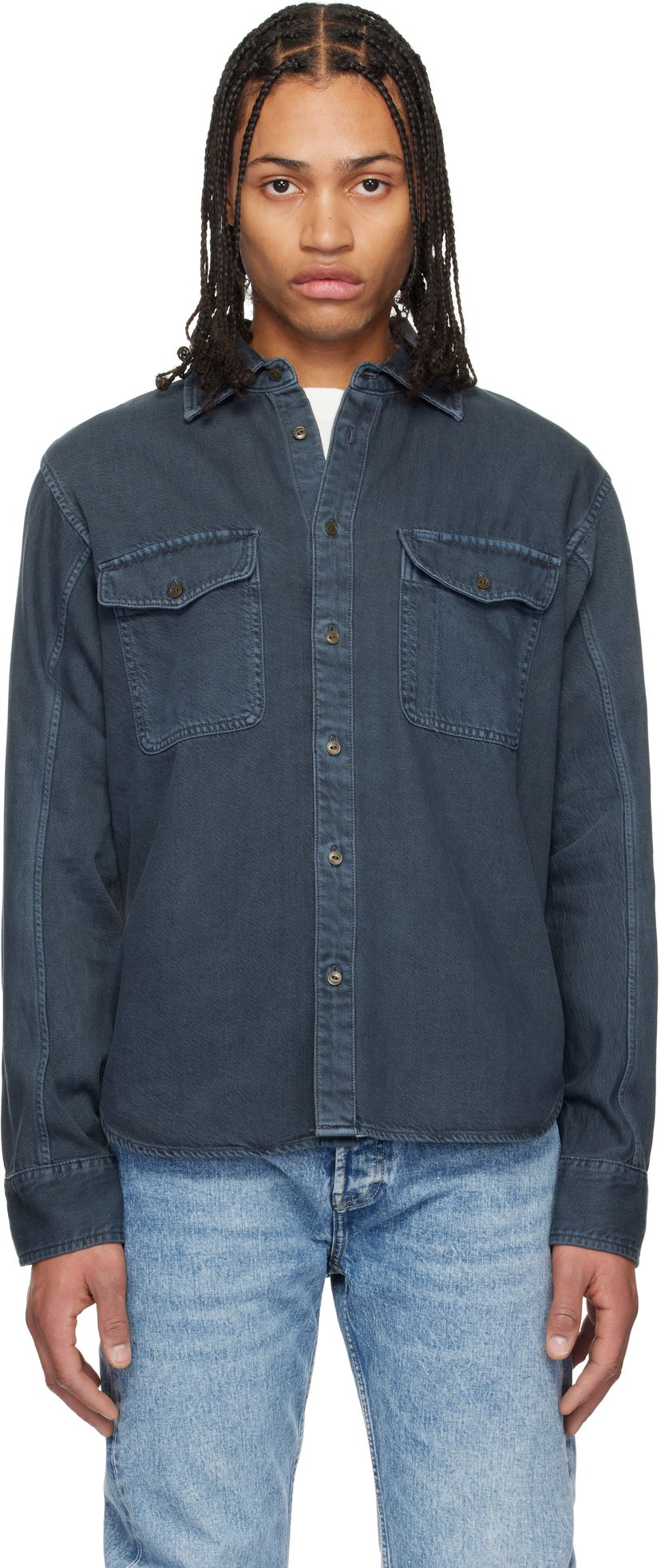 Skjorta rag & bone rag & bone Featherweight Denim Shirt Blå | MED24S0004ZDMI