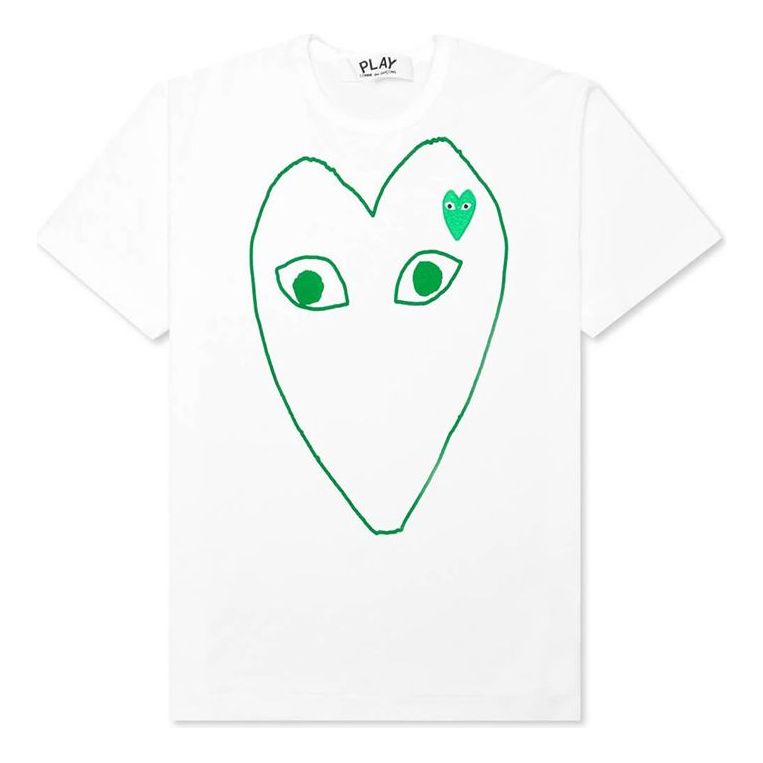 T-shirt Comme des Garçons PLAY Outlined Heart Logo T-Shirt Vit | AZ-T103-051-1
