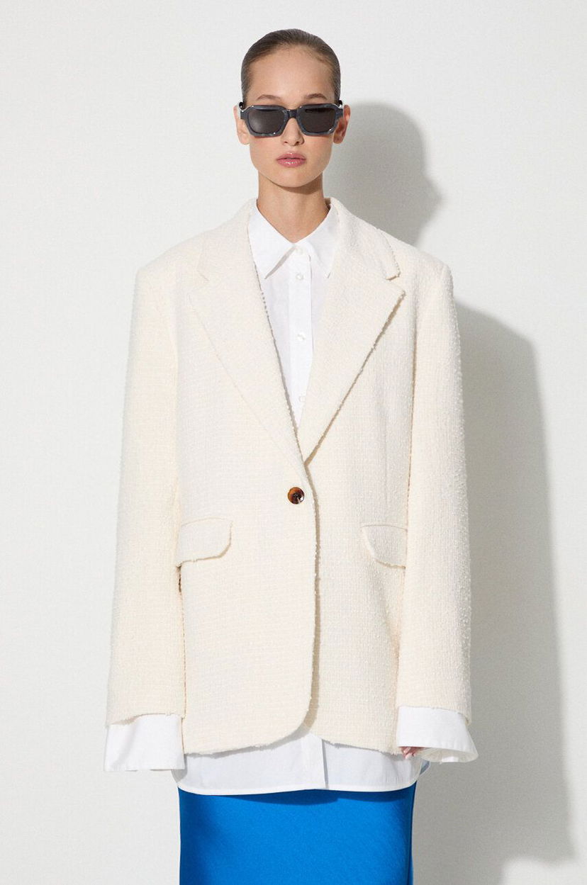 Jacka Samsoe Samsoe Single-Breasted Straight Fit Blazer Beige | F23200185