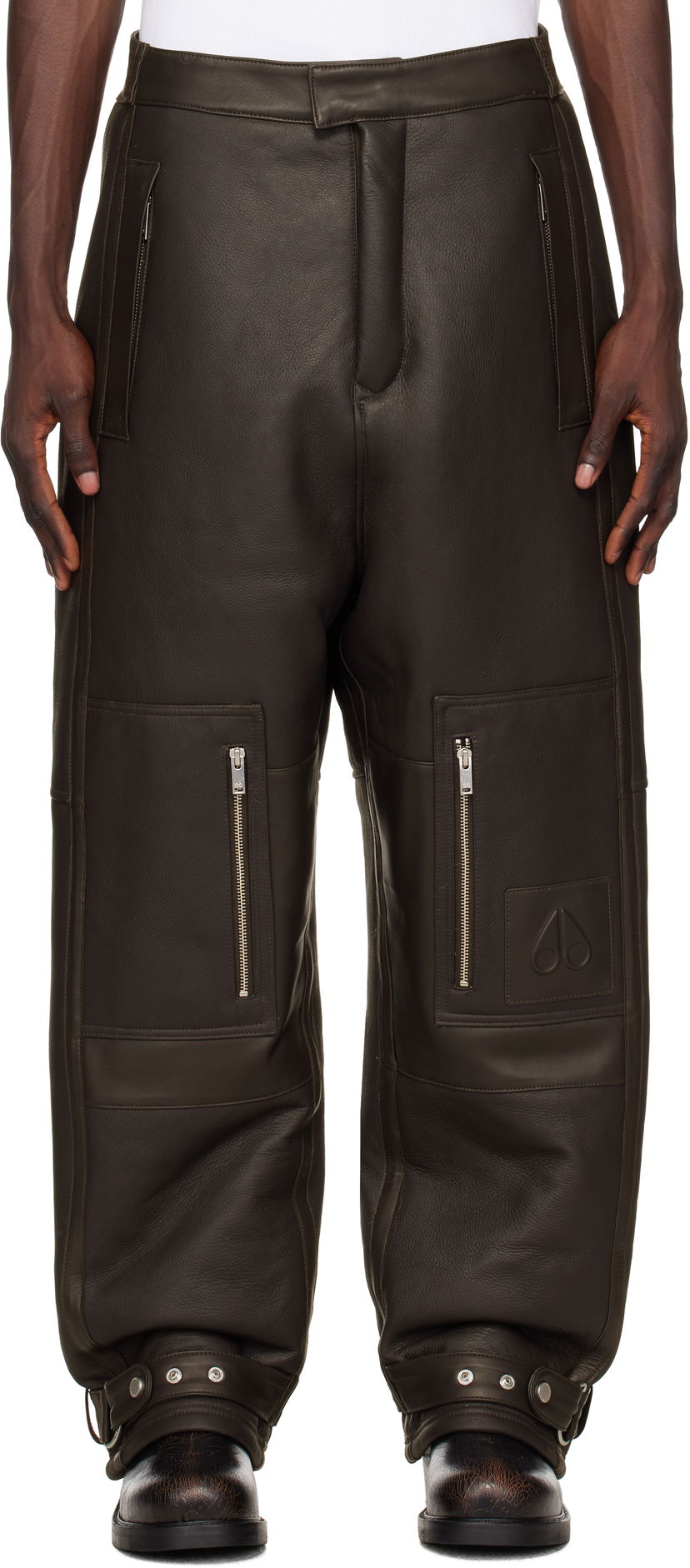 Cargo byxor Moose Knuckles Leather Cargo Pants Brun | M34ML331