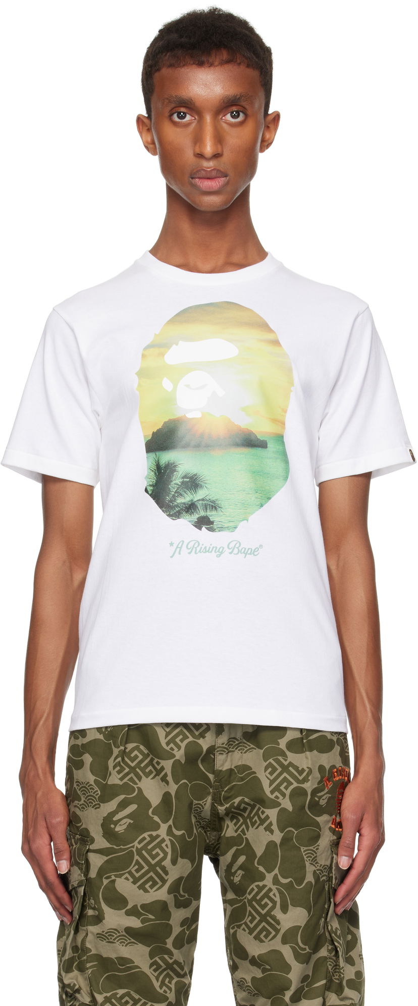 T-shirt BAPE 'A Rising BAPE' Photo T-shirt Vit | 001TEK301048M