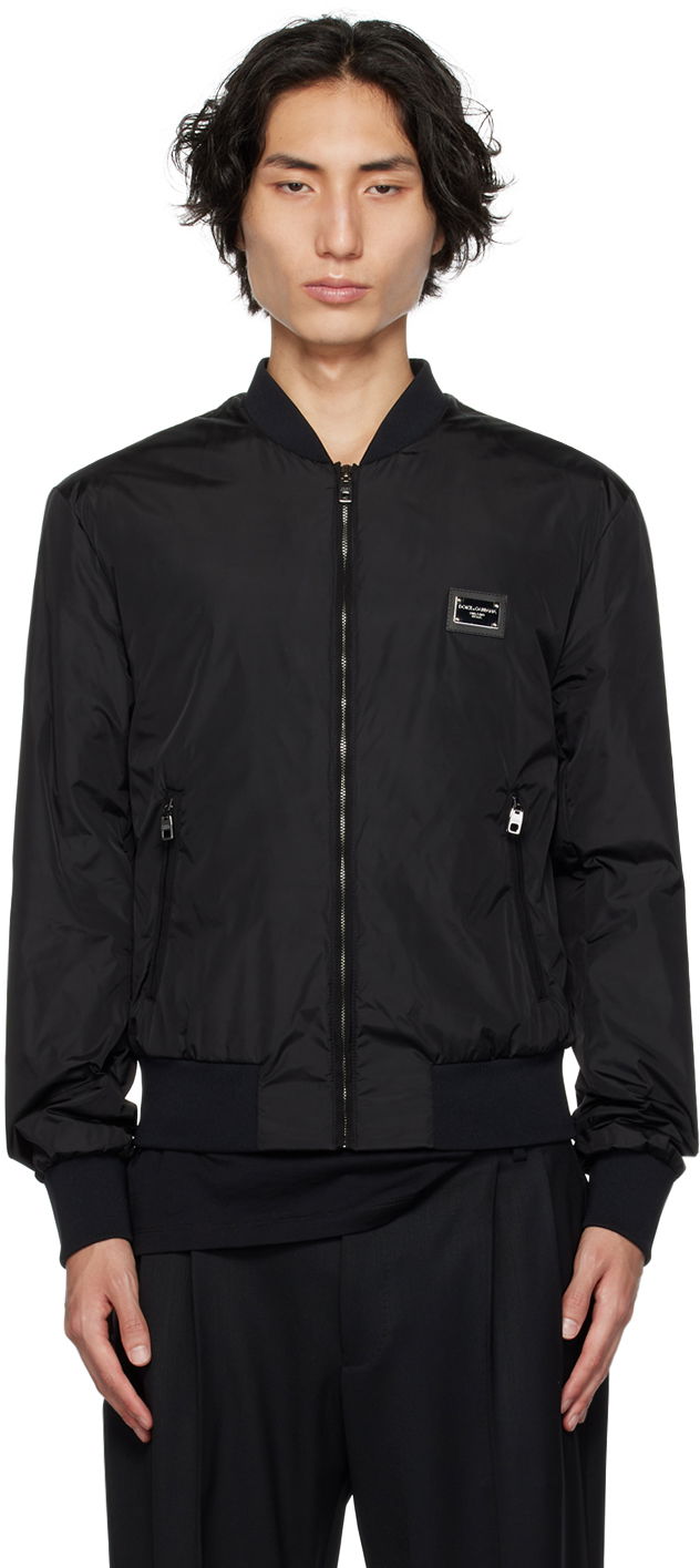 Bomberjacka Dolce & Gabbana Black Plaque Bomber Jacket Svart | G9ABPTG7F2J