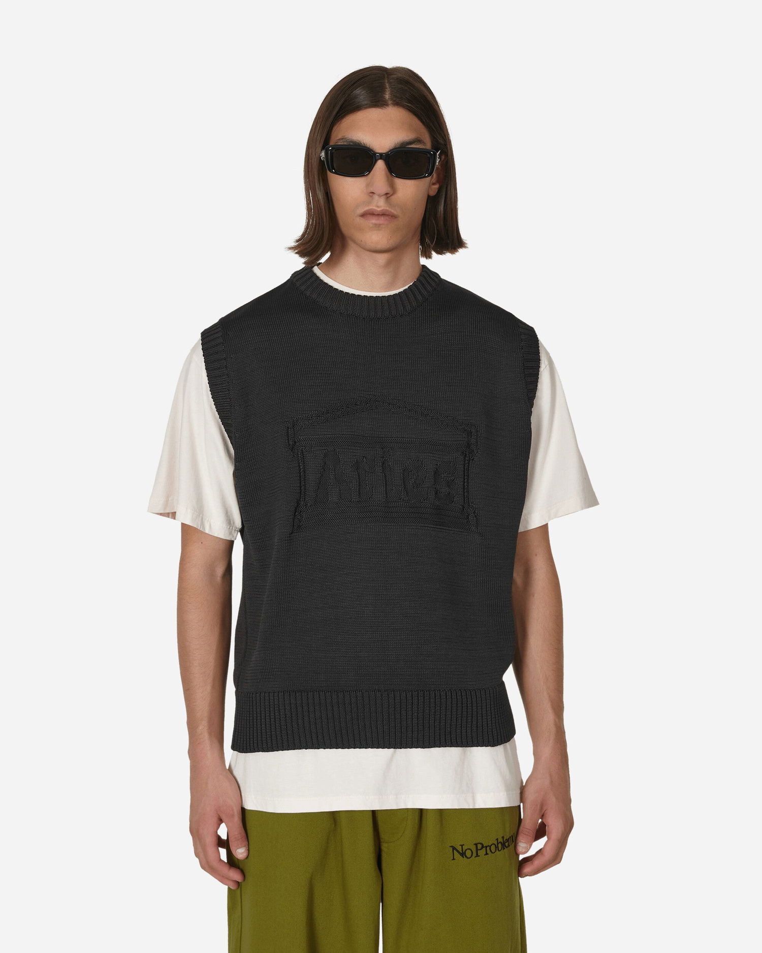 Sweater Aries Recycled Reverse Knit Temple Sweater Vest Svart | CTAR40024 BLK, 1
