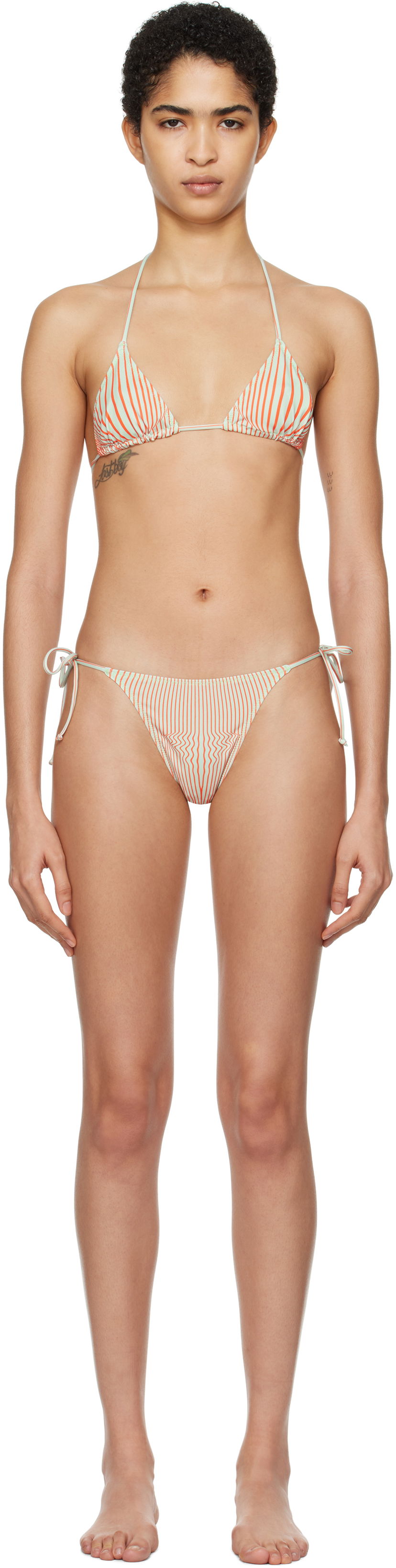 Badkläder Jean Paul Gaultier Gaultier 'The Pinstripe Body Morphing' Bikini Set Grön | 25/33-F-BS021-J571-4216