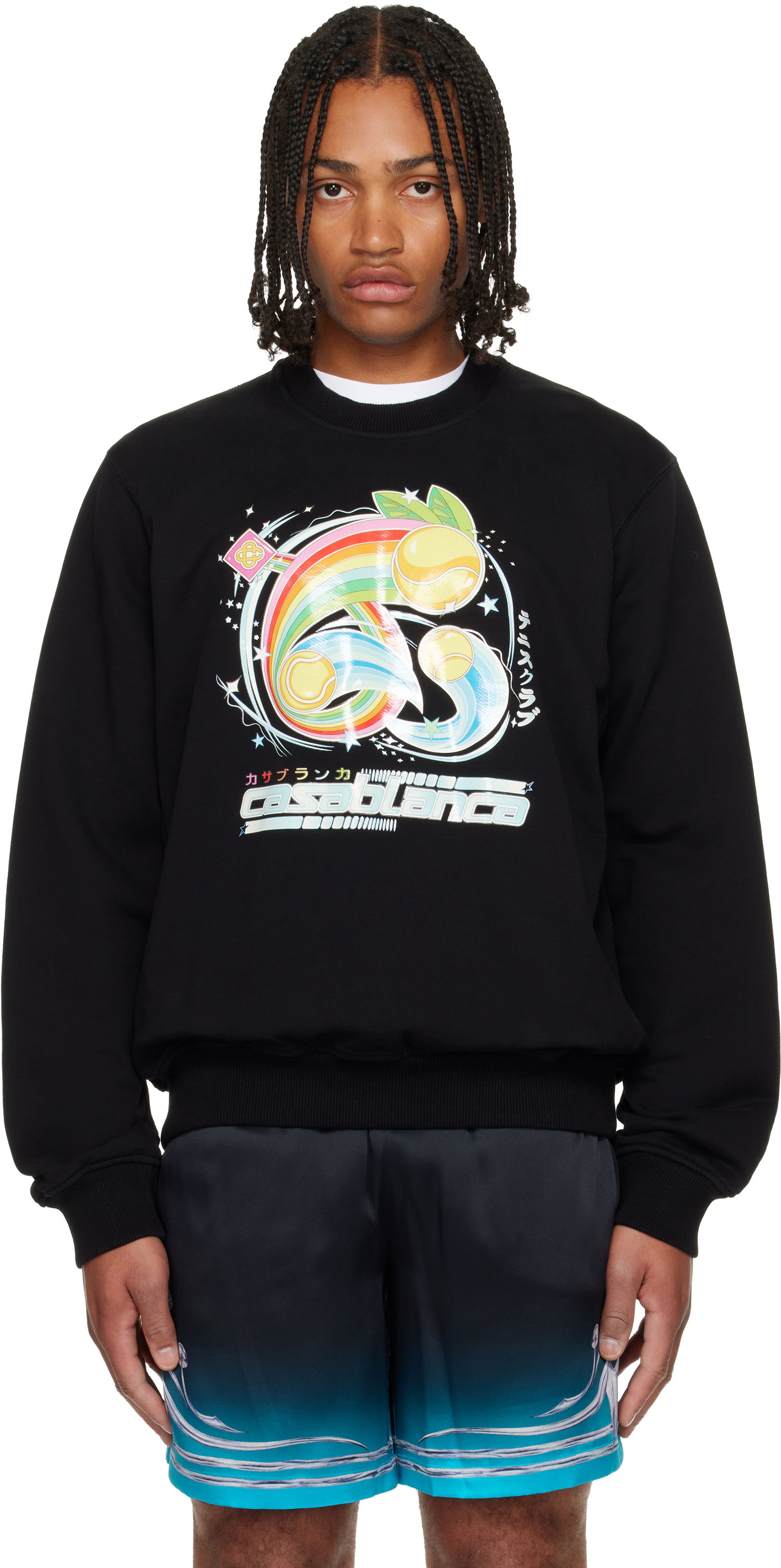 Sweatshirt Casablanca Casablanca Manga Tennis Ball Sweatshirt Svart | M-AW25-JTP-293-02, 0