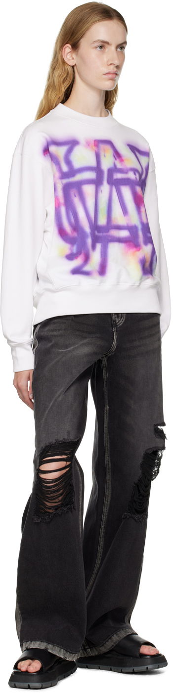Sweater We11done We11done Rainbow Symbol Sweatshirt Vit | WD-TS3-22-829-U-WH, 3