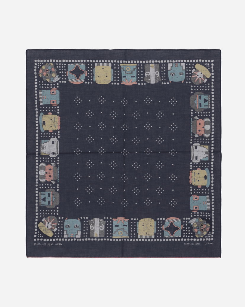 Halsduk KAPITAL Selvedge Bandana with Kachina Print Blå | EK-1169BA 1