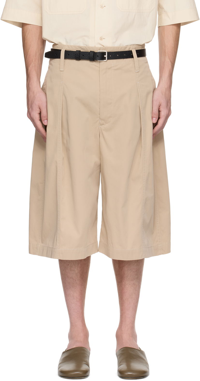 Shorts LEMAIRE Lemaire Maxi Pleated Bermuda Shorts Beige | PA1212 LF1352