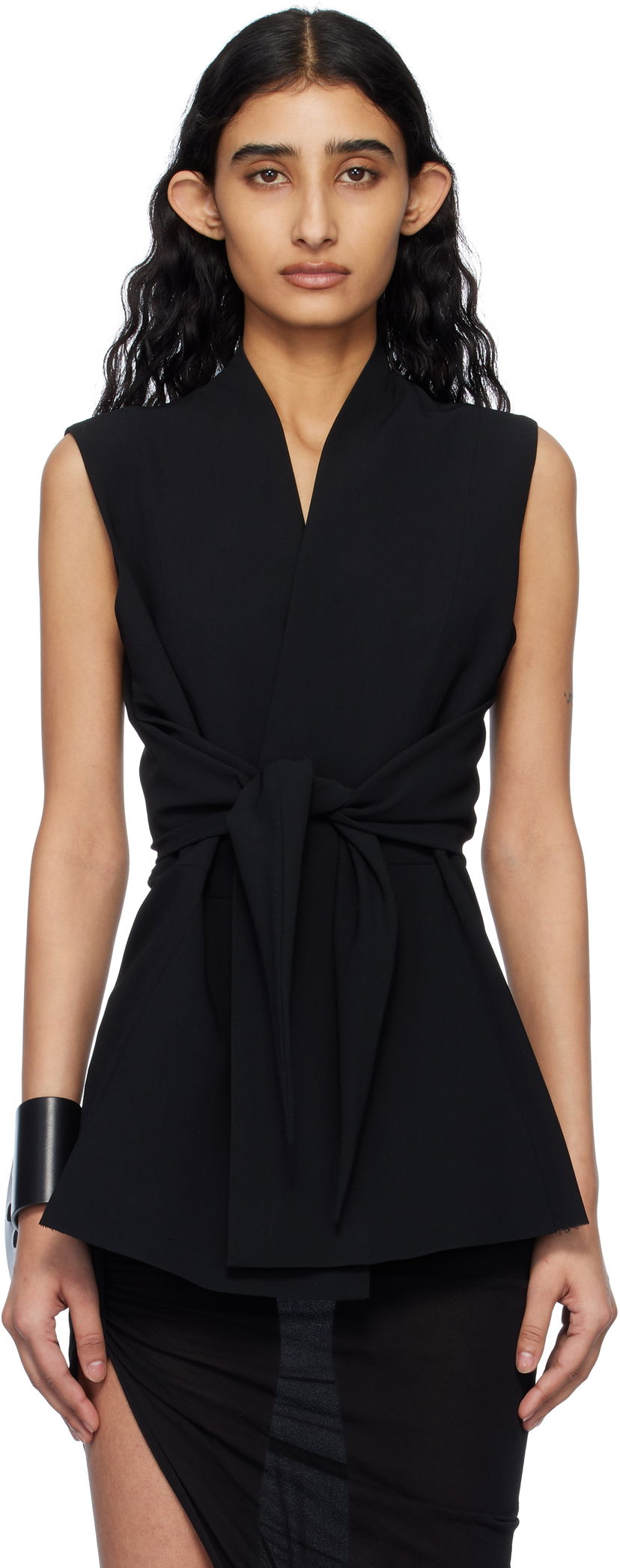 Väst Rick Owens Rick Owens Hollywood SL Strutter Sleeveless Wrap Blouse Svart | RP01E7709 WLP