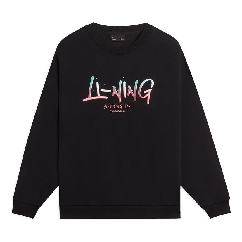 Sweater Li-Ning Graphic Sweatshirt 'Anything Is Possible' Svart | AWDSF75-9