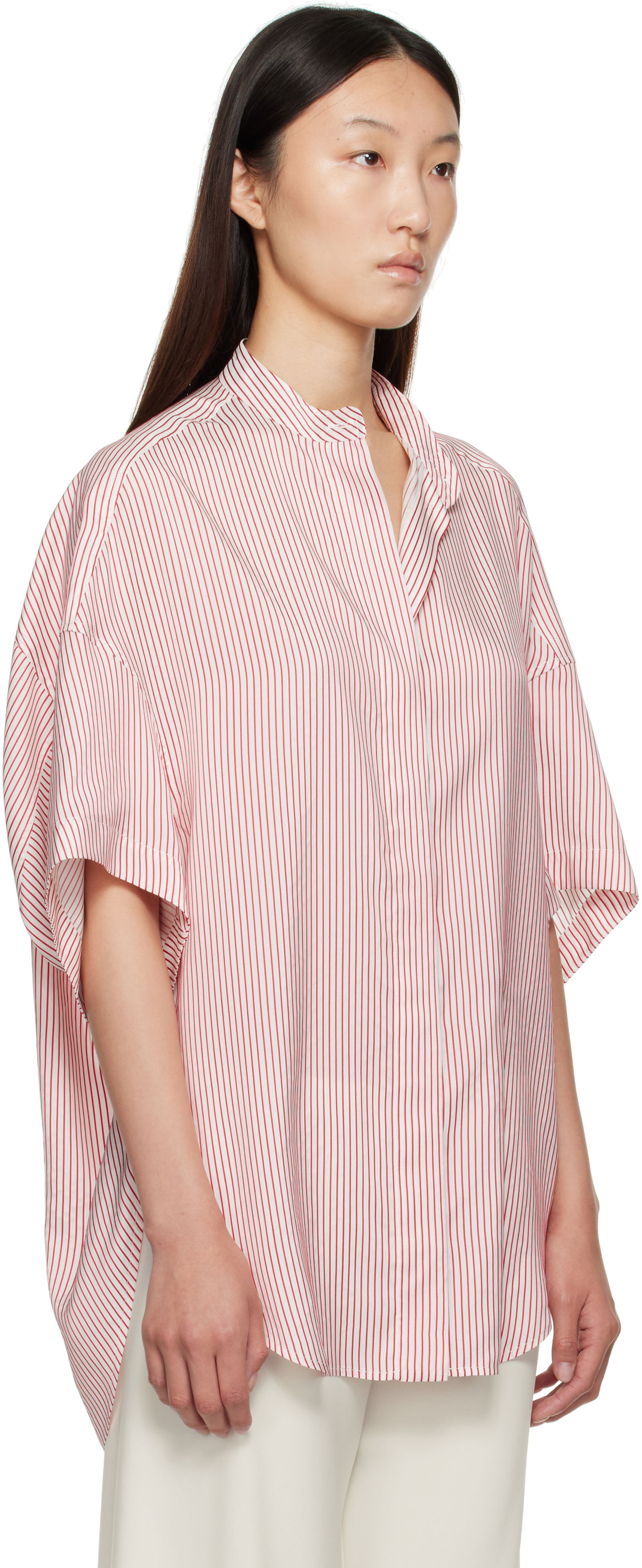 Skjorta Stella McCartney Stella McCartney Striped Short Sleeve Shirt Röd | 6201683FR210, 1