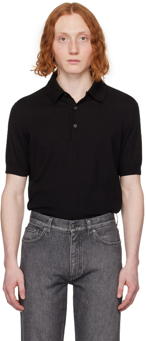 Polotröja ZEGNA Premium Knit Polo Shirt Svart | UDC90A7-C32