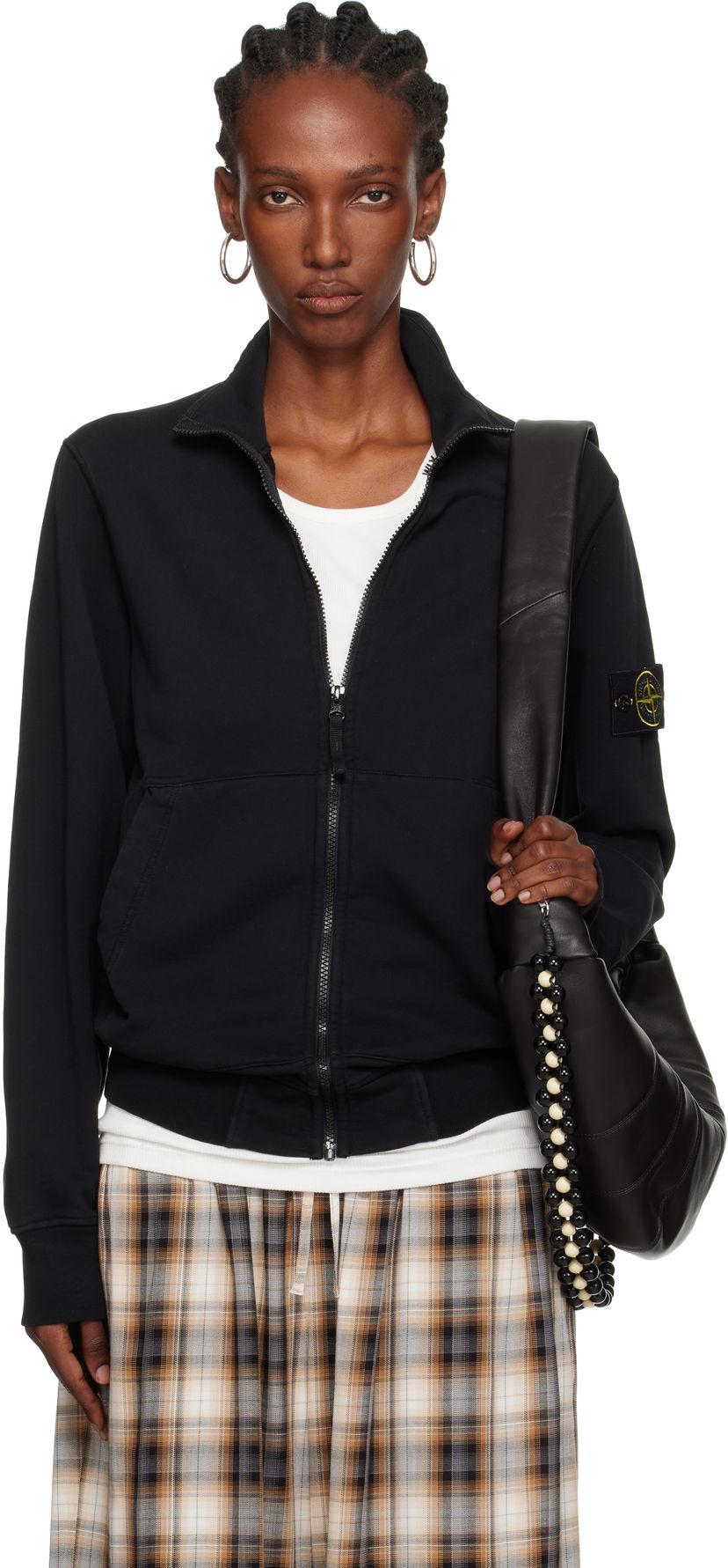 Jacka Stone Island Stone Island Organic Cotton Fleece Jacket Svart | K2S15 6100063 S0051