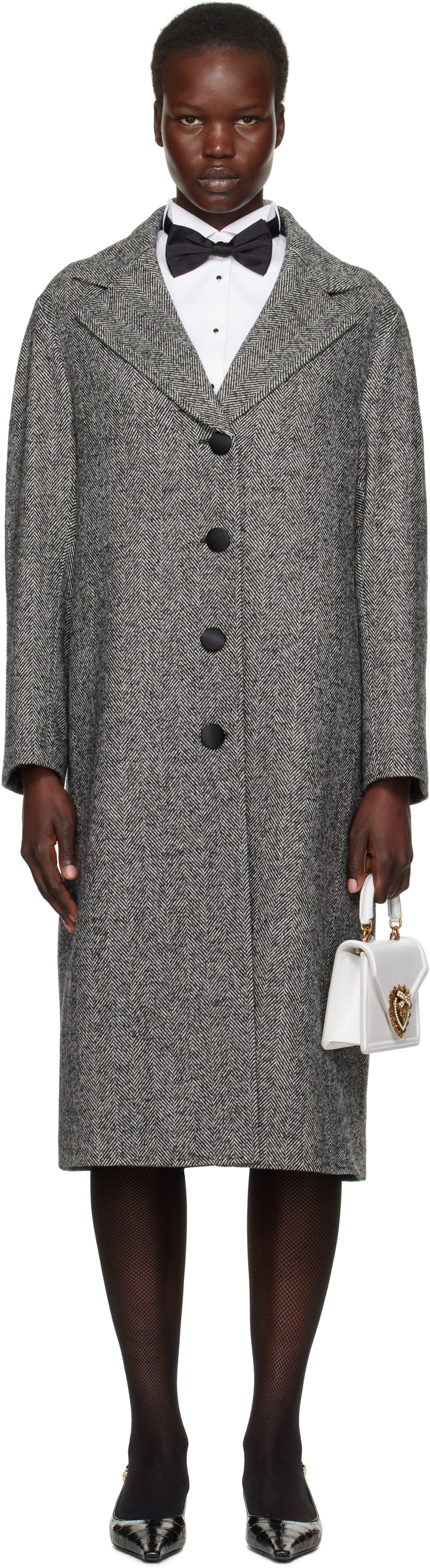 Rockar Dolce & Gabbana Mixed Wool Long Coat Grå | F0F1NT FCMC3, 0