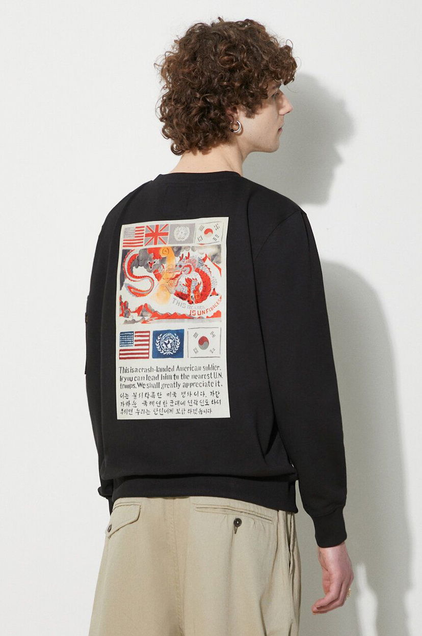 Sweatshirt Alpha Industries Sweatshirt With Print Svart | 136300