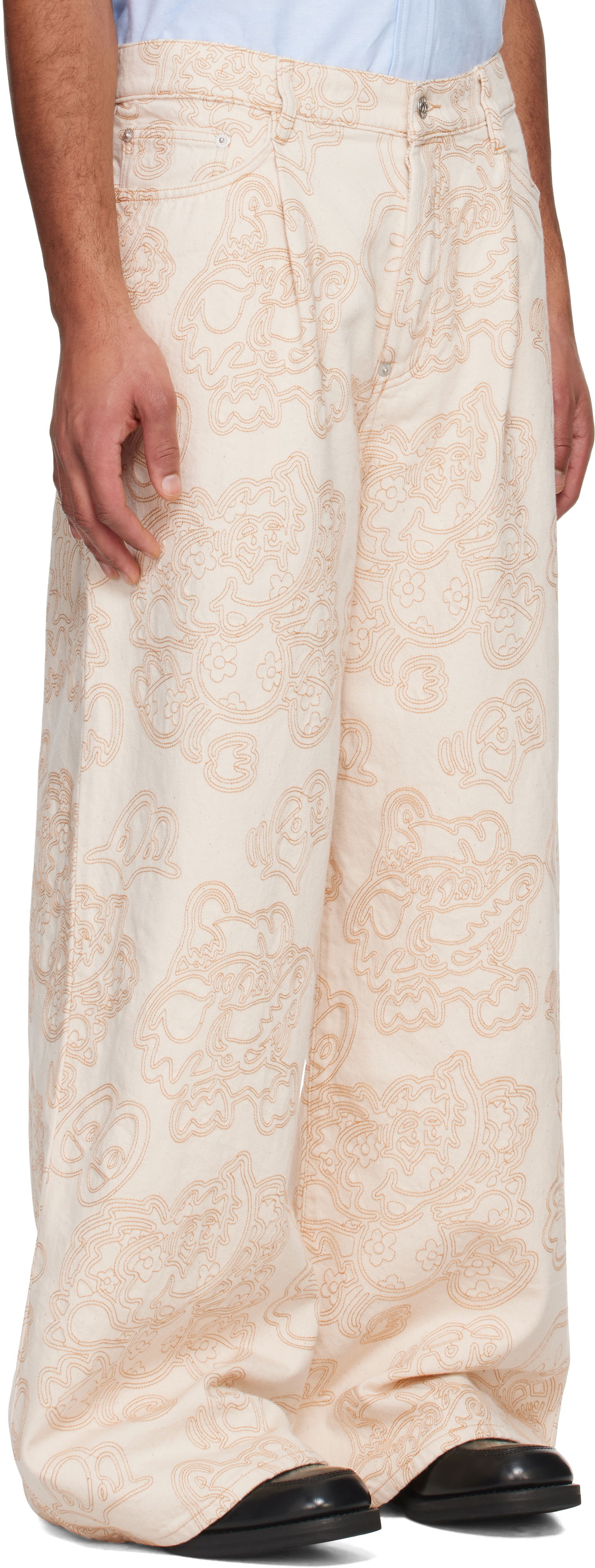 Byxor KENZO Kenzo Paris VERDY Edition Buggy Fit Jeans Beige | FF55DP4196W1, 1