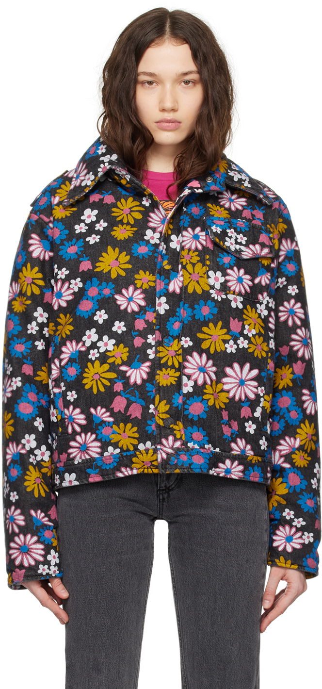 Jacka ERL Floral Print Denim Jacket Flerfärgad | ERL07J002