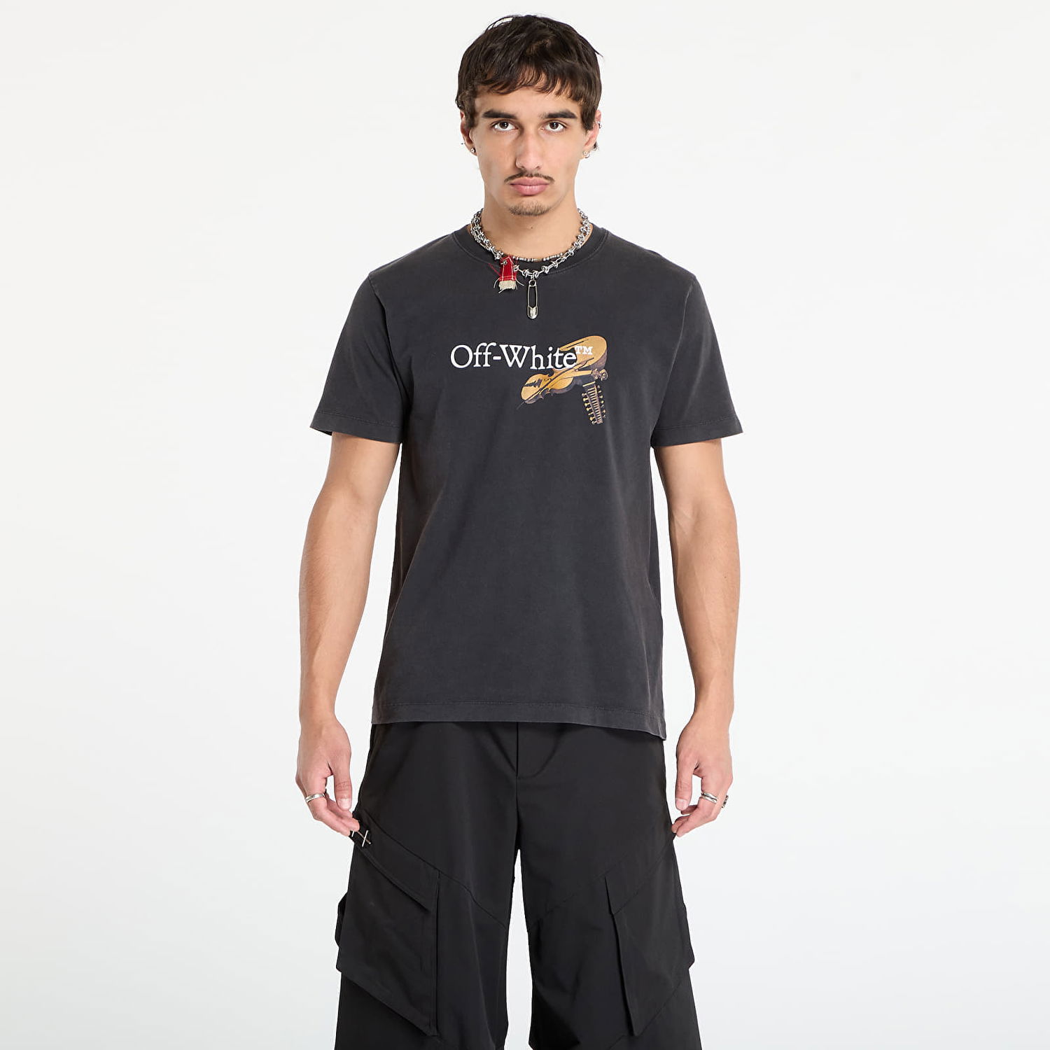 T-shirt Off-White Off-White Cupid Arrow Slim S/S Tee Svart | OMAA027F25JER00C1301, 0