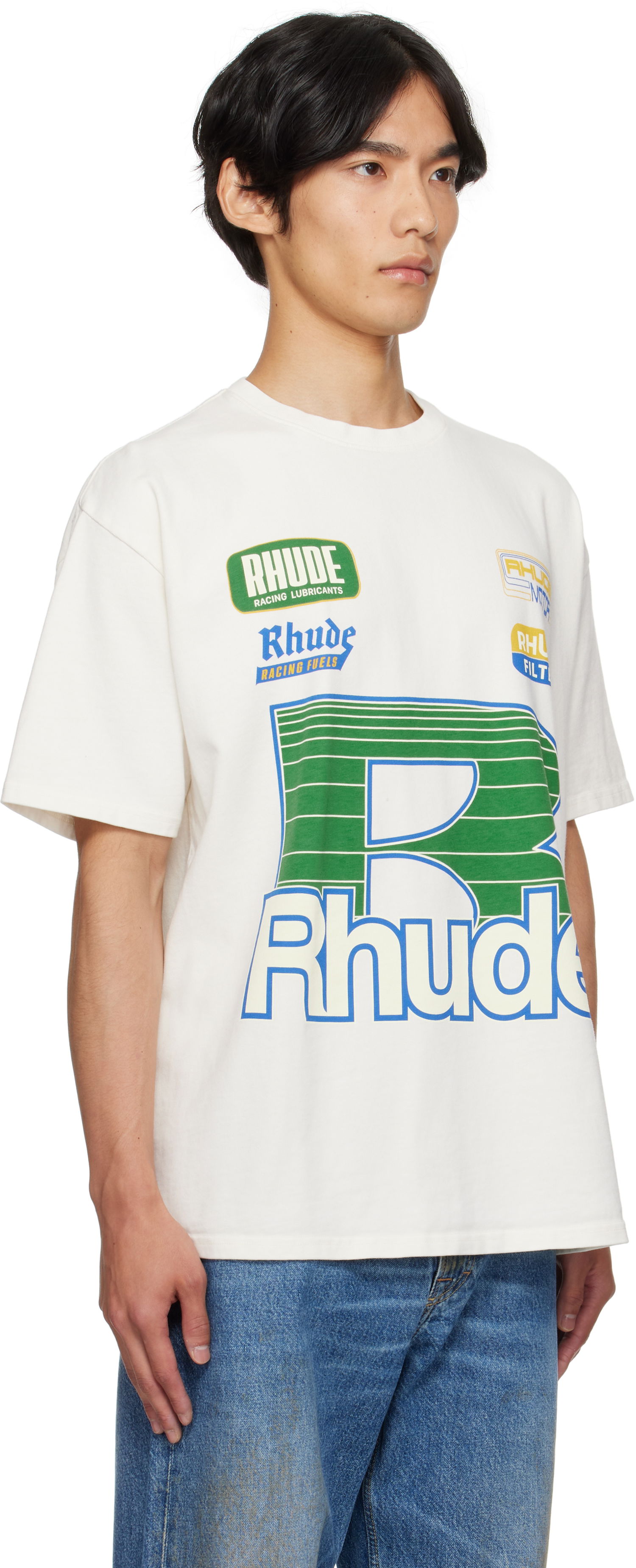 T-shirt Rhude Rhude Roadway Racing T-Shirt Vit | RHPF25TT11012, 1
