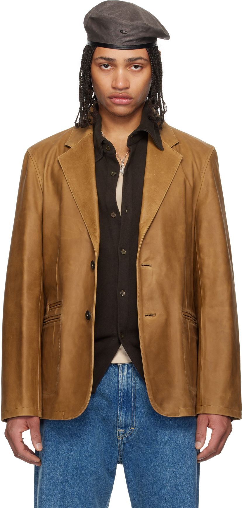 Jacka OUR LEGACY Our Legacy Opening Leather Blazer Brun | M2259OBL