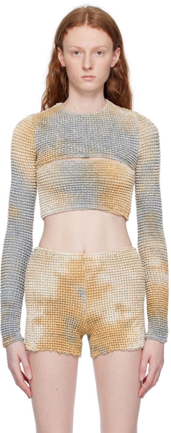 T-shirt Off-White Beige & Navy Double Long Sleeve T-Shirt Beige | OWAD216S23FAB0056200, 0