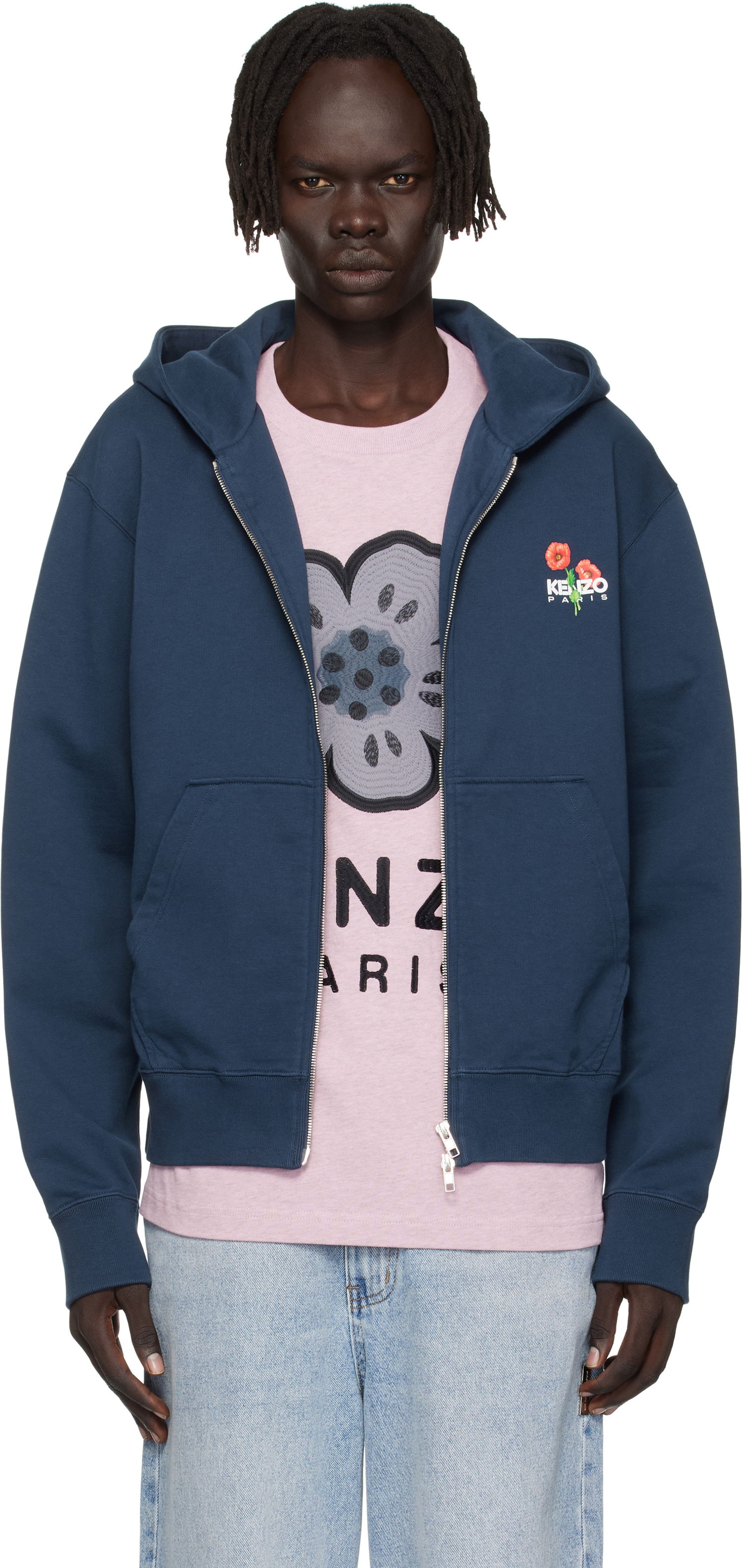 Sweatshirt KENZO Kenzo 'KENZO Archive Bouquet' Full-Zip Hoodie Mörkblå | FF65HO2554MF, 0