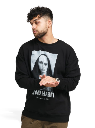 Sweatshirt Urban Classics Bad Habit Crewneck Svart | MT1491
