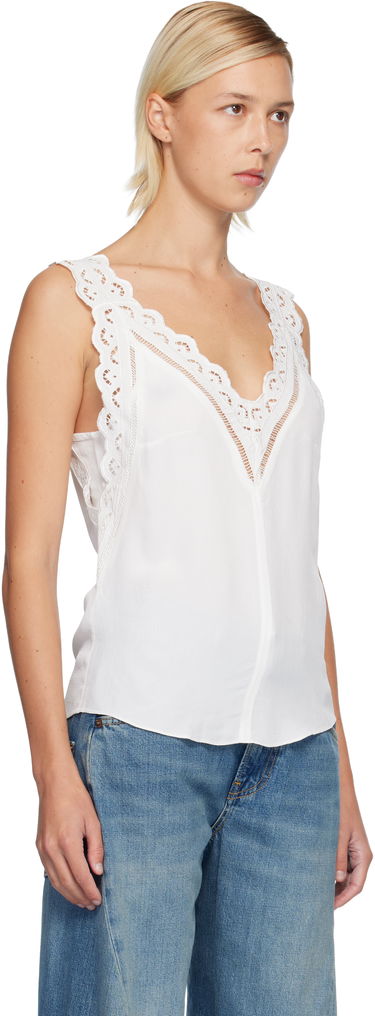 Linne ISABEL MARANT Fradela Lace-Trim Tank Top Vit | HT0663FA-C3J11I, 1