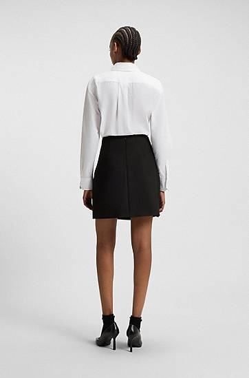 Kjol BOSS Wrap-front Skirt with Knot Button Svart | 50547624, 1