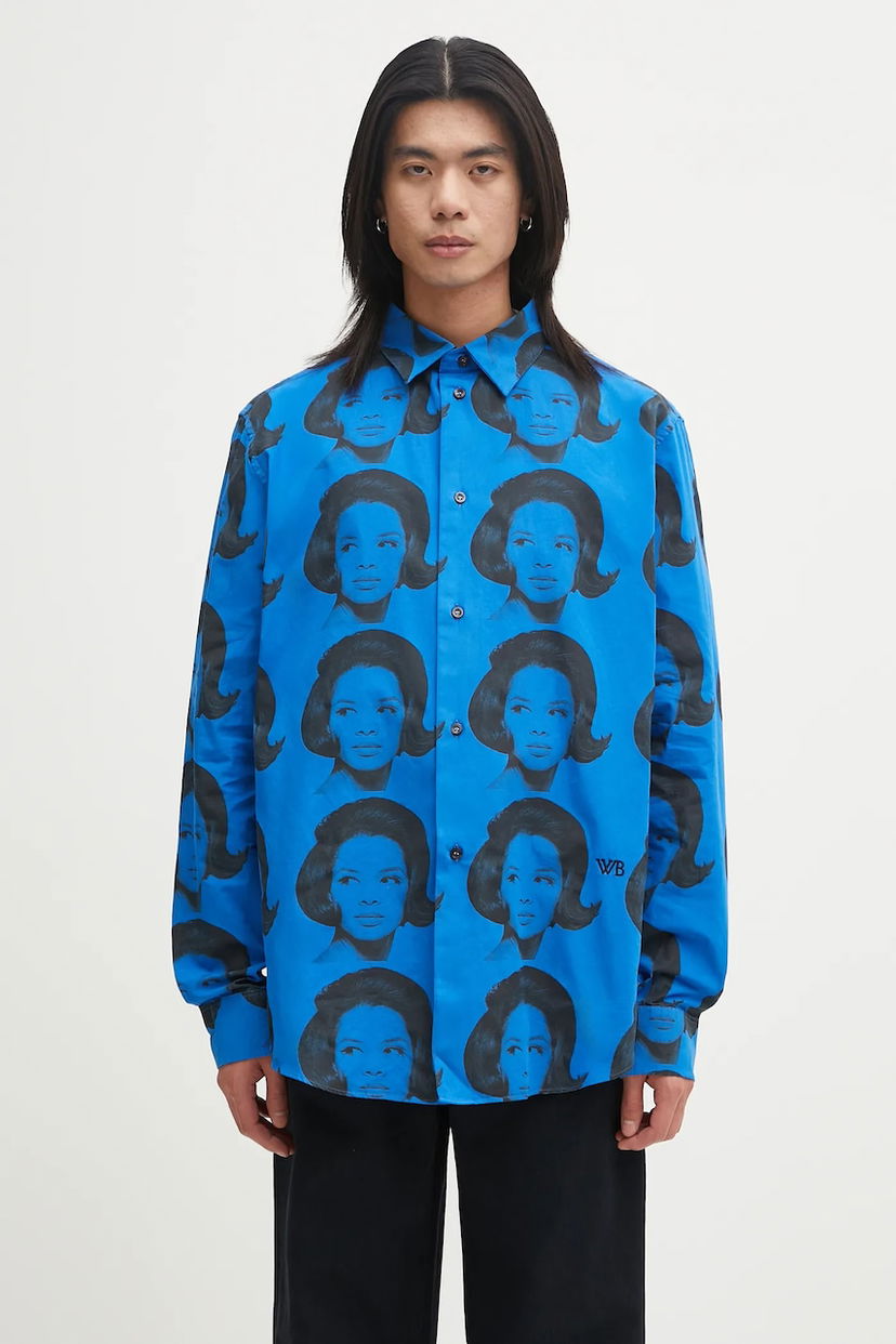 Skjorta Wales Bonner Wales Bonner Selah Relaxed Shirt Blå | MA25SH05.CO11.599