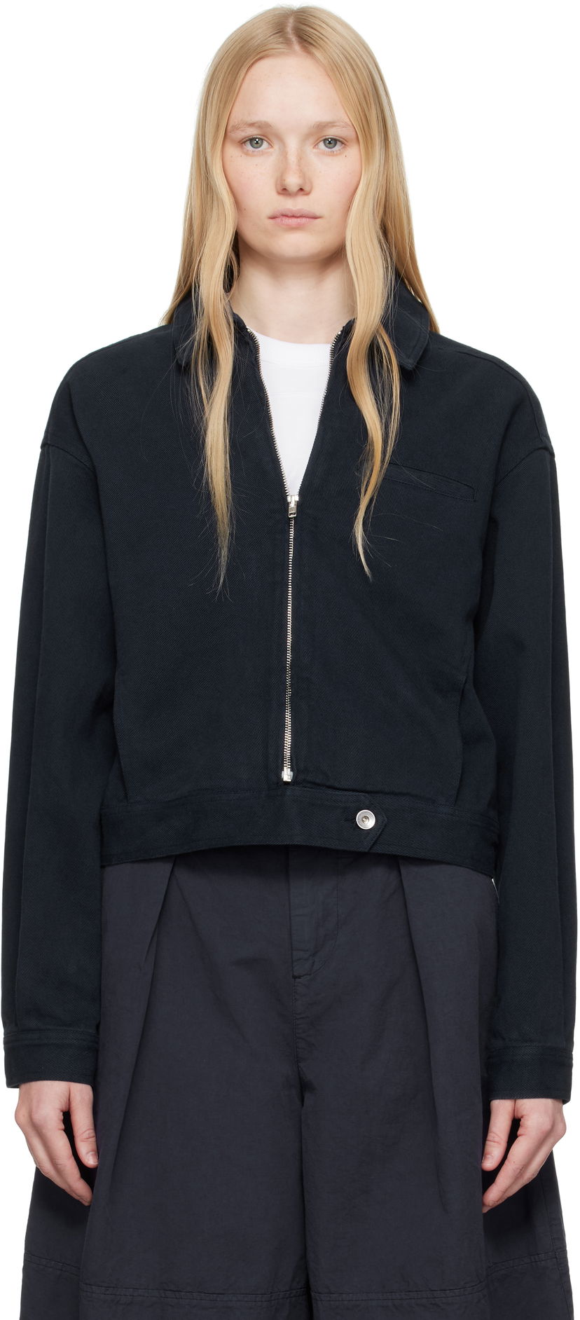 Jacka YMC YMC Burnside Cropped Zip-Up Jacket Svart | Q5YAA