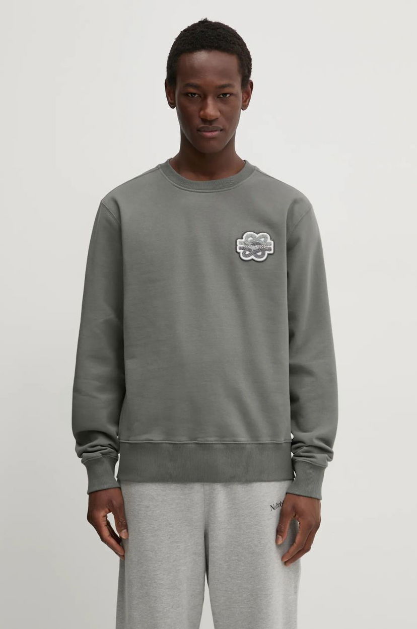 Sweater Filling Pieces Filling Pieces Gowtu Crewneck Sweatshirt with Applique Grå | 74533926002