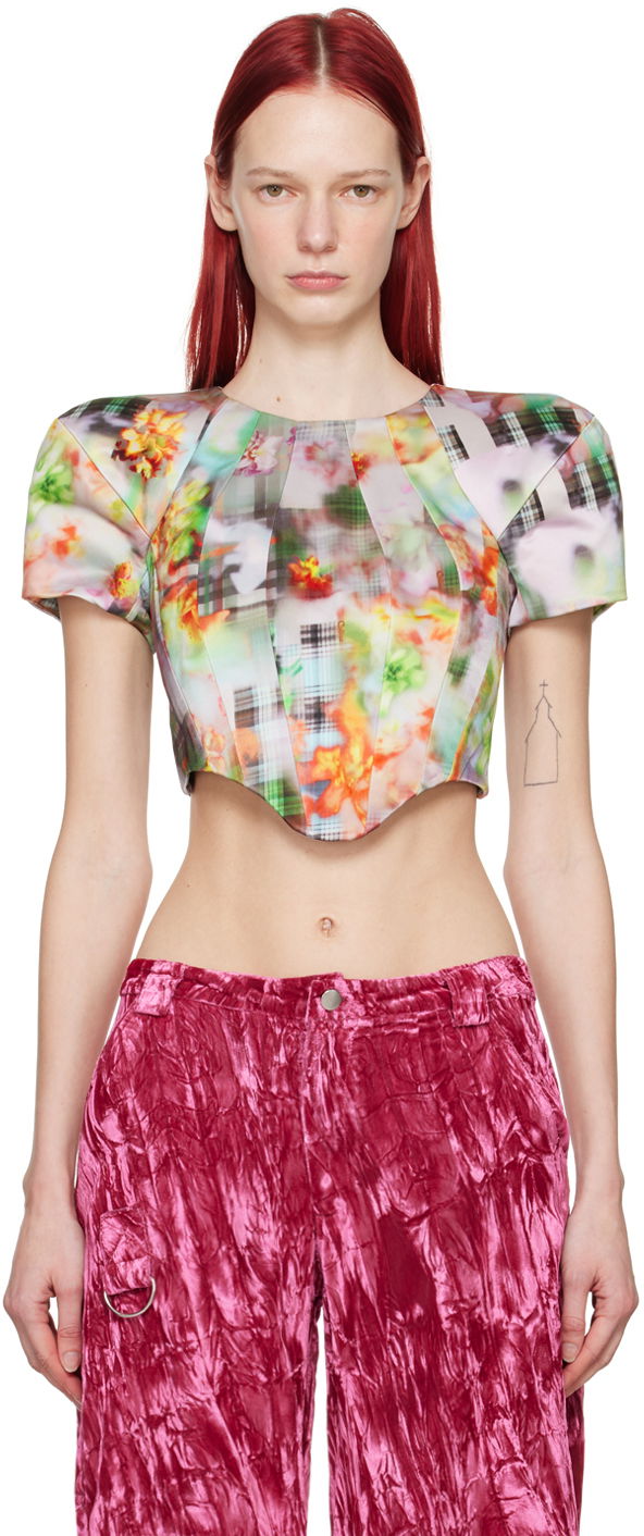 Crop top Collina Strada Collina Strada Ava Floral Print Cropped Blouse Flerfärgad | XX3282