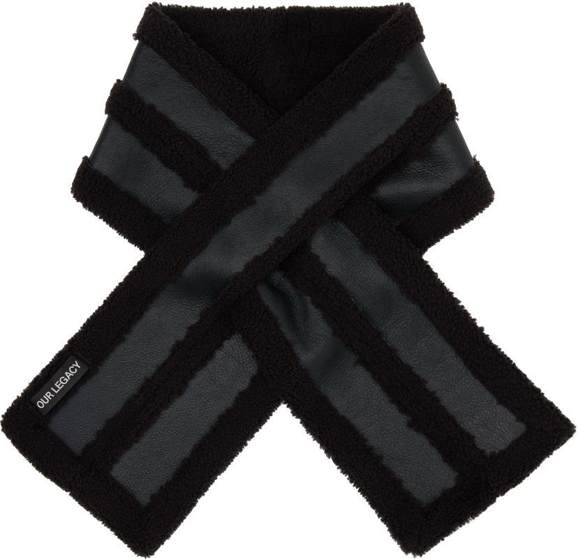 Halsduk OUR LEGACY Our Legacy Blizzard Faux Leather and Shearling Scarf Svart | A4258BDA