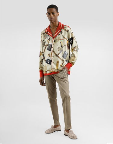 Skjorta Dolce & Gabbana Dolce & Gabbana Men's Silk Shirt with Lighter and Belt Print Flerfärgad | G5IF1THI1VNHH5HX, 1