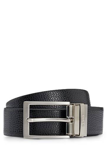 Bälten BOSS Reversible belt in grained Italian leather with logo keeper Svart | 50447116