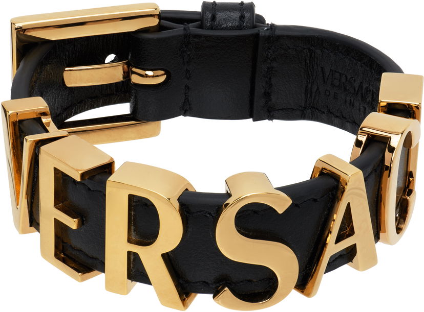 Armband Versace Versace Logo Leather Bracelet Svart | 1019930_1A00637