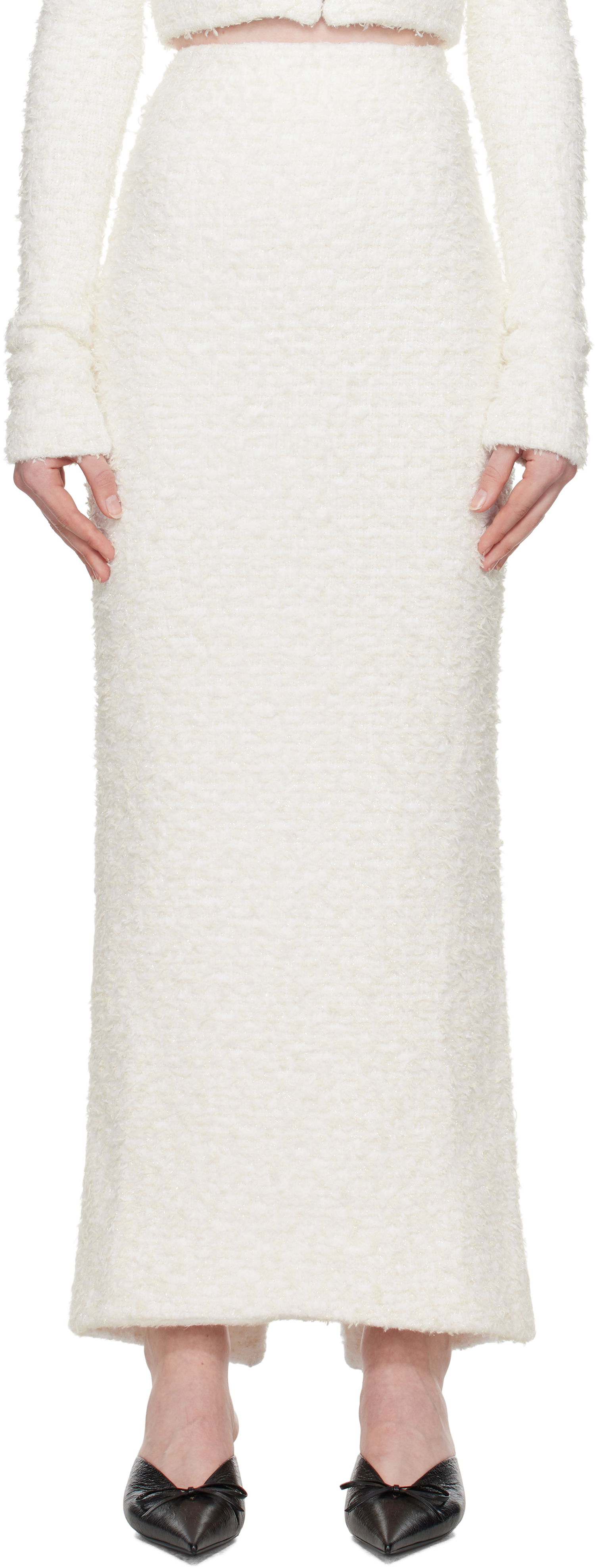 Kjol Balenciaga Balenciaga Tweed Maxi Skirt Vit | 796952 T3328, 0