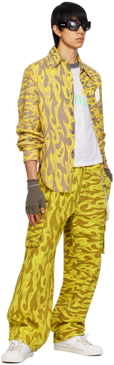 Cargo byxor ERL ERL Cargo Pants with Print Gul | ERL08P007, 3