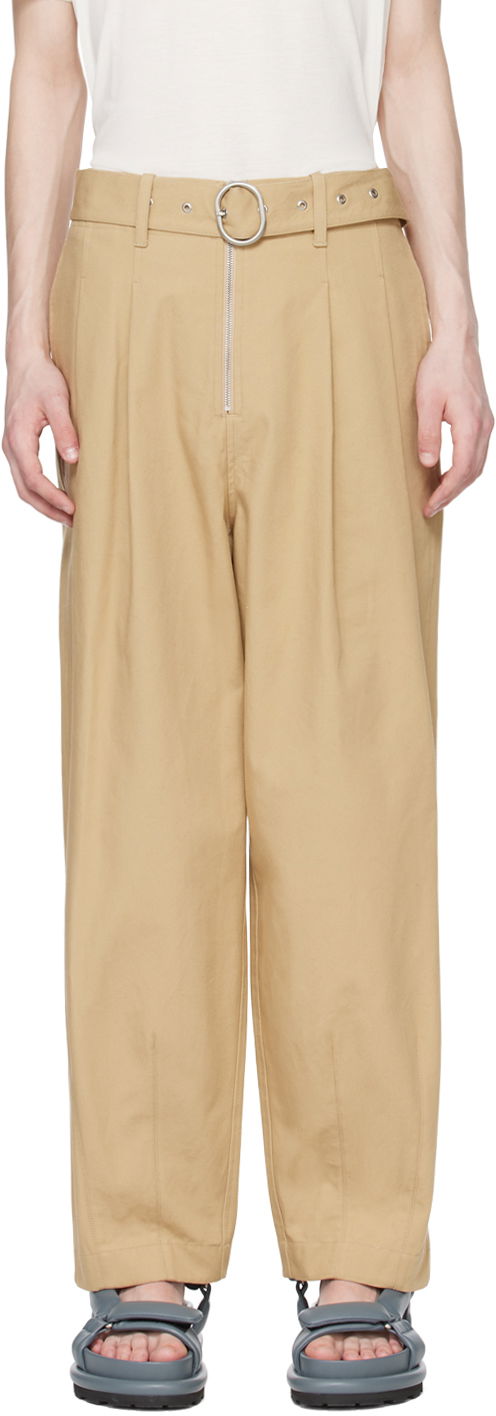 Byxor Jil Sander Belted Trousers Beige | J47KA0203_J45136