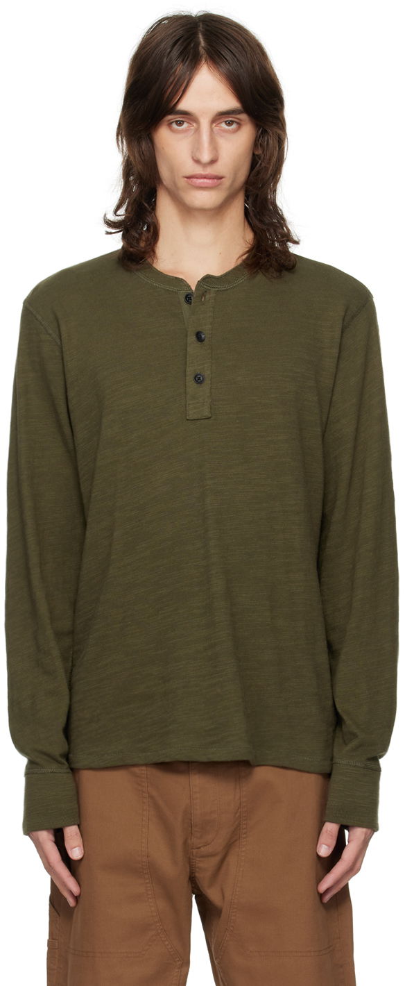T-shirt rag & bone Rag & Bone Classic Flame Henley Grön | MBC22FT037TL37