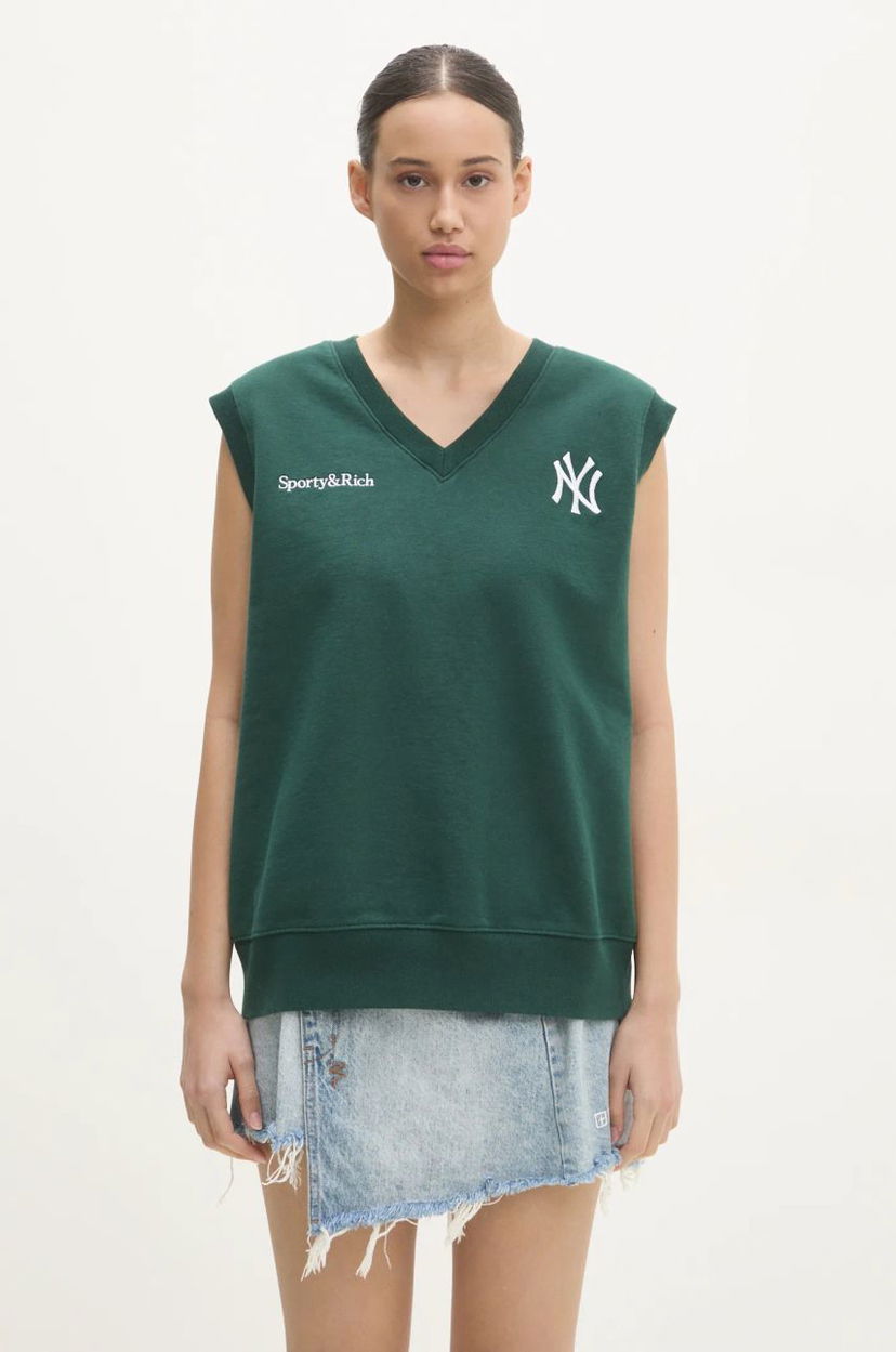 Linne Sporty & Rich Yankees Serif V-Neck Vest Grön | ST045505300GR10