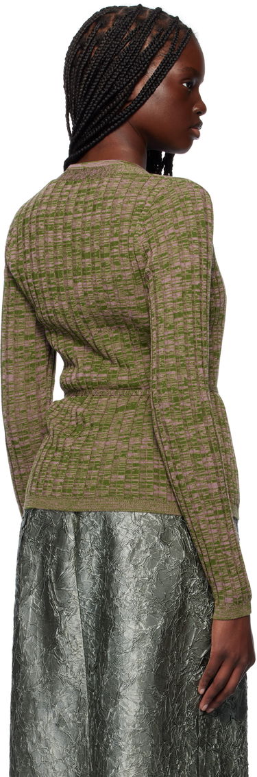 Sweater Dries Van Noten Dries Van Noten Rib-Knit Tie Cardigan Grön | 251-011229-1716, 2