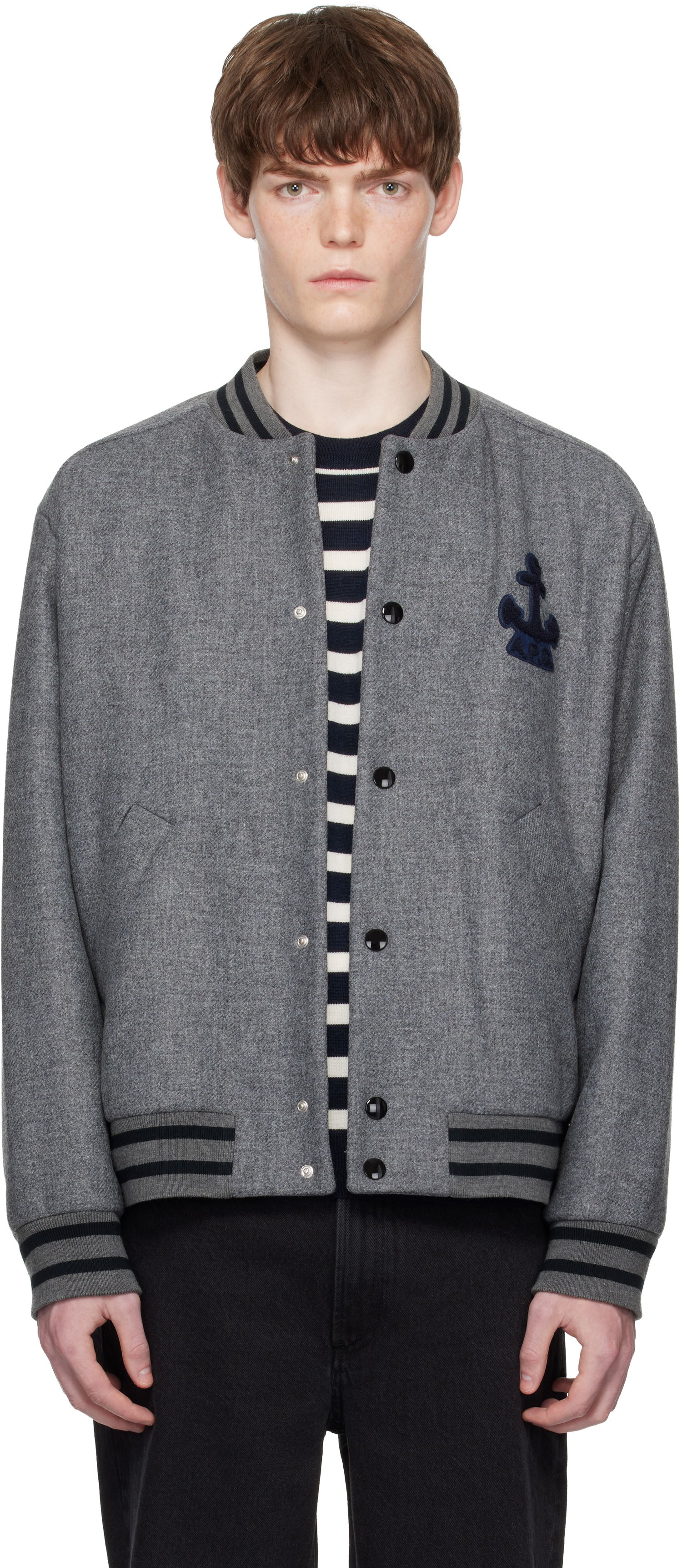 Bomberjacka A.P.C. A.P.C. Micka Wool Bomber Jacket Grå | WVBEB-M32010, 0