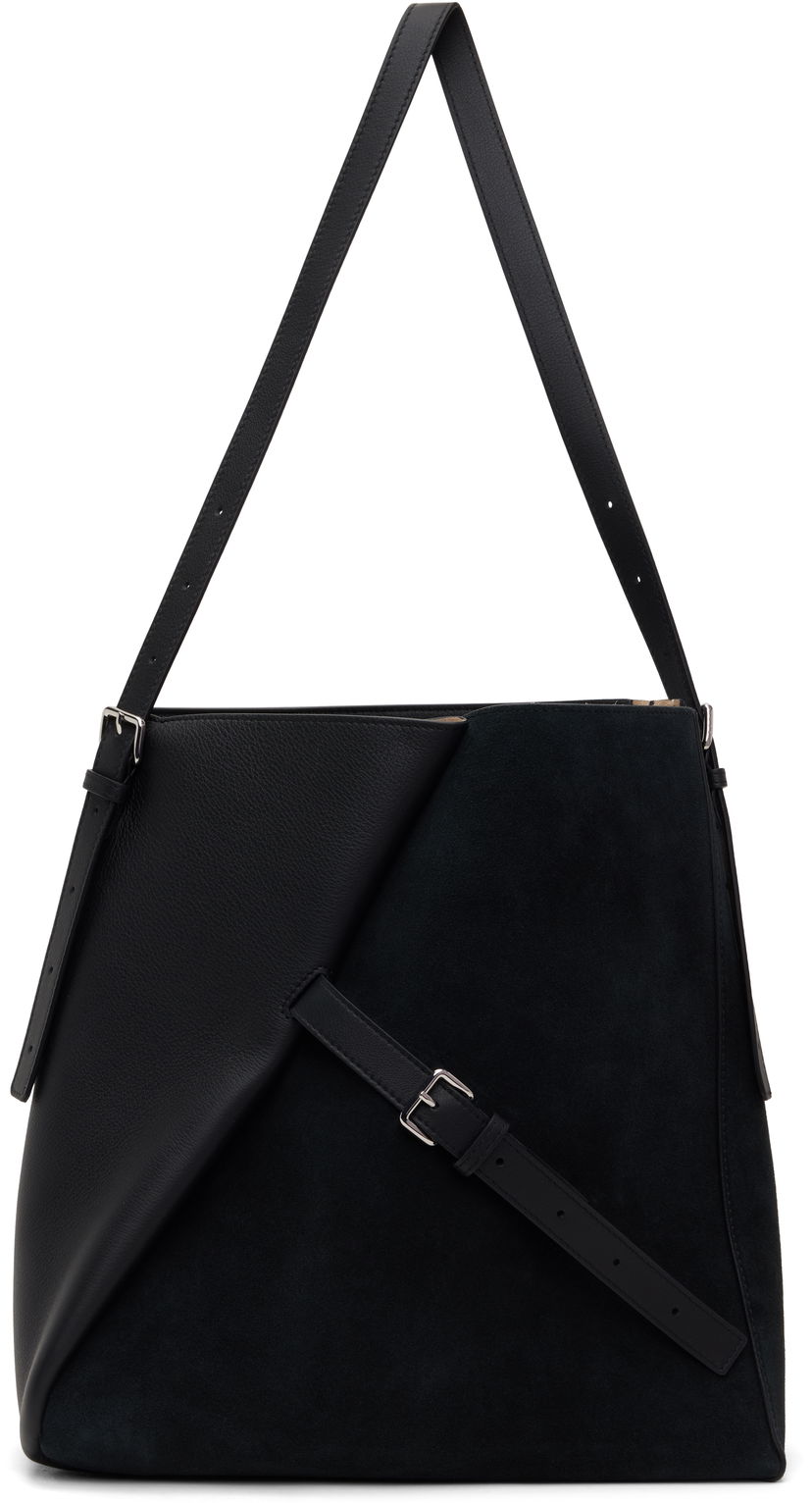 Axelväska Marni Marni Reverse Leather and Suede Tote Svart | SBMP0190U2 P8199